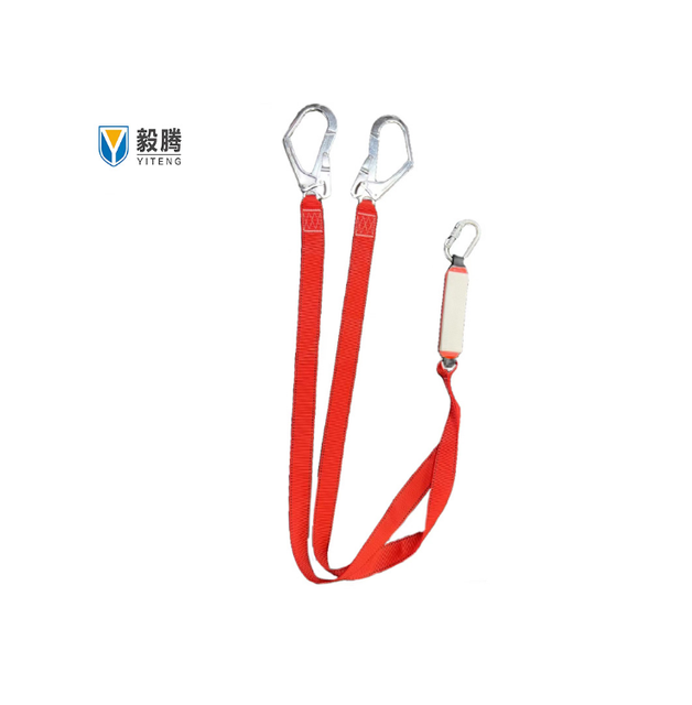 Double Single Hook Shock Absorbing Lanyard Rope with Carabiner