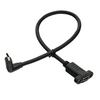Cable de Extensión USB 3.2 Gen2 de 20 Gbps, Tipo C Macho a Hembra, Ángulo Recto de 90 Grados, Montaje en Panel, Cable de Datos USB C