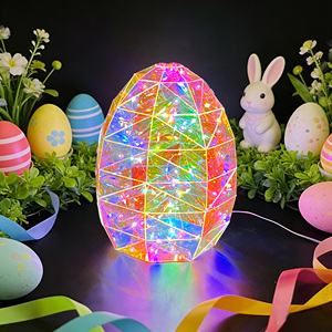 Huevo de Pascua <span class=keywords><strong>Iridiscente</strong></span> Prismático con Luz LED, Decoración para Interiores, Hecho a Mano, de Plástico (PET) Resistente, Alimentado por USB, para Decoraciones de Fiesta - Product Image 5