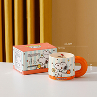 Tasse en céramique Snoopys Big Belly avec poignée épaisse, boîte cadeau, cadeaux d'anniversaire pour enfants, pour café ou thé