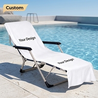 Housse de chaise longue de plage en microfibre imprimée sur mesure avec poche latérale, séchage rapide, pour piscine et bord de mer