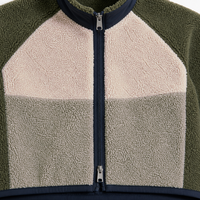 Veste polaire personnalisée 380g enduite, color block printemps, logo brodé, fermeture éclair intégrale, col montant, coupe oversize, streetwear unisexe