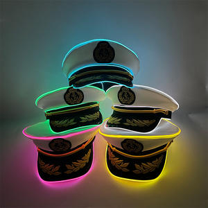 Pafu, лидер продаж, красочная светодиодная шляпа с подсветкой, вышитая капитанская большая Кепка, светящиеся шляпы, темно-синяя шляпа моряка - Product Image 1