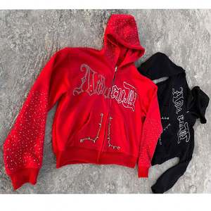 2025 Sudadera con cremallera para hombre Personalizable 350gsm 100% Sudadera con capucha de algodón con cremallera de gran tamaño Estilo informal Patrón de letras para otoño - Product Image 4