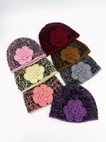 Topi rajutan bunga 3D handmade, berongga, bernapas, rajutan vintage, perlengkapan toko butik wanita