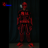 Costume de samouraï en fibre optique, tenue de guerrier, déguisement de scène, défilé, cosplay, Halloween, festival, spectacle avec épées lumineuses