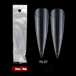 Nuevas puntas de uñas de ABS transparentes tipo ataúd extra largas sin curva C 2026 para manicura profesional de salón al por mayor - Product Image 5