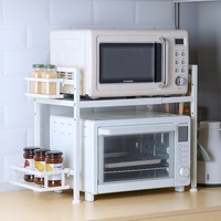 Estante de Cocina de 2 Niveles para Horno de Microondas, Retráctil y Expandible, con Ganchos