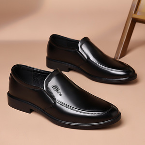 Mocasines de cuero genuino para hombre, zapatos formales de negocios con punta redonda, estilo otoñal, suela suave y cómoda - Product Image 1