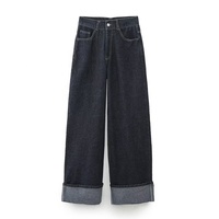 Ensemble deux pièces en jean YUANBOFEI pour femme – Veste courte en jean brut foncé et jean assorti pour femme