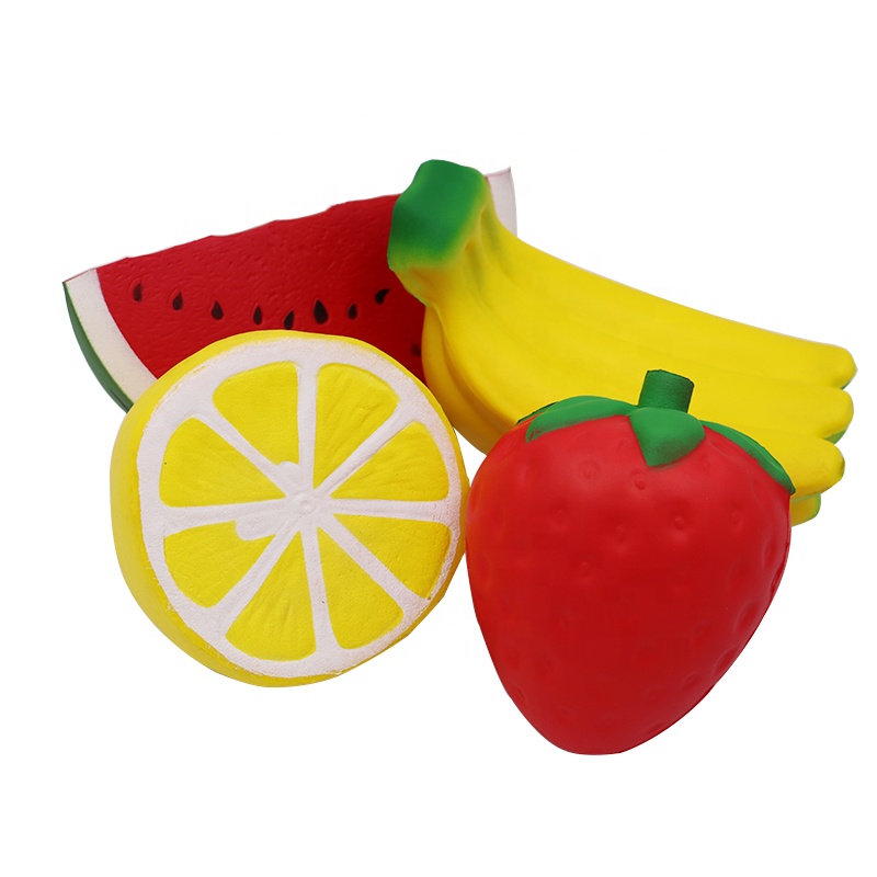 Fabriek Direct Zachte Trage Stijgen Speelgoed Fruit Vormige Squishy Speelgoed Pu Schuim Squeeze Relief Anti Stress Bal