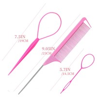 YUE Lot de 3 outils de boucle de cheveux avec 2 pièces boucle d'outil de tresse française 1 pièces peigne de queue de rat peigne de tressage de queue d'épingle en métal pour la coiffure
