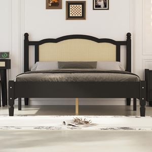 Combohome <span class=keywords><strong>Letto</strong></span> <span class=keywords><strong>Matrimoniale</strong></span> Moderno <span class=keywords><strong>in</strong></span> Rattan con Struttura a Piattaforma, <span class=keywords><strong>Testiera</strong></span> <span class=keywords><strong>in</strong></span> Legno Massello, <span class=keywords><strong>Letto</strong></span> Morbido <span class=keywords><strong>per</strong></span> Camera da <span class=keywords><strong>Letto</strong></span>, Rivestimento <span class=keywords><strong>in</strong></span> <span class=keywords><strong>Tessuto</strong></span> - Product Image 2