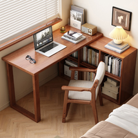 Bureau en bois massif en forme de L avec étagère latérale, bureau d'ordinateur d'angle, table d'étude pour la maison, vente en gros pour chambre et appartement