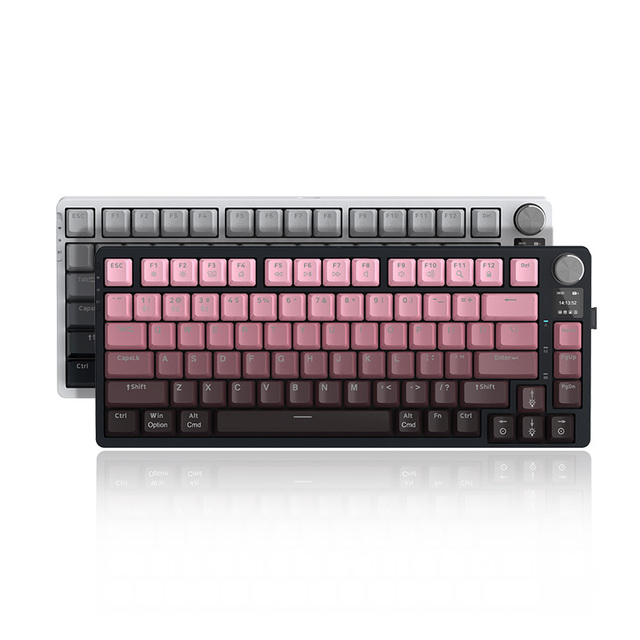 Custom 75% Gasket 81Keys Screen Display Volume Knob Hot Plug RGB 2.4G BT Wired Gaming Mouse Keyboard Mechanical Rgb Keyboard