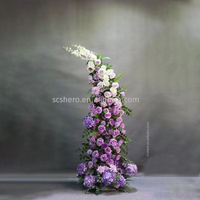Arche de mariage moderne en fleurs de soie rondes pour toile de fond nuptiale et séances photo lors des réceptions de mariage