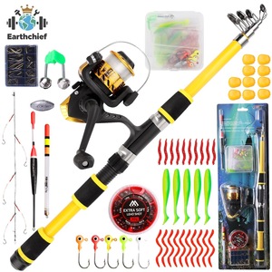 Ensemble canne à pêche ultra courte et moulinet pour débutants 1,8 m – Kit de pêche pour enfants - Product Image 1