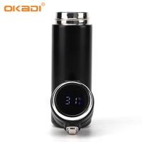 Bouteille d'eau intelligente Okadi Wholesale 500 ml avec couvercle à ouverture rapide et affichage LED de la température, gourde isotherme