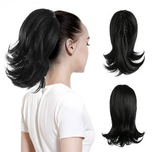 Extensions de cheveux synthétiques à cordon de serrage de 14 pouces, style queue de cheval avec filet de maintien arrière, pour une coiffure tendance - Product Image 3