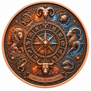 Moneta Segno Zodiacale Gemelli in Rame Puro 999 da 1 oz, Rilievo 3D ad Alta Definizione, Colorazione UV, Effetto Proof-like, Oggetto da Collezione in Metallo con <span class=keywords><strong>Oroscopo</strong></span> - Product Image 6