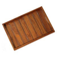 Plateau à thé en teck personnalisable, ajouré et drainant, pour desserts et collations, plateau en bois pour boissons de restaurant
