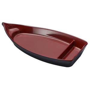 Assiette de service incassable durable Snack Sushi Sashimi Ventes heureuses <span class=keywords><strong>Bateau</strong></span> en plastique mélamine rouge et noir écologique - Product Image 1