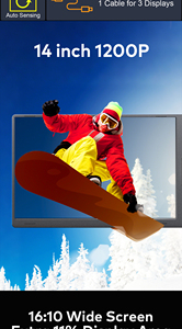 Nuevo Monitor Portátil 2026 con 3 Pantallas, Monitor Cuádruple de <span class=keywords><strong>14</strong></span> Pulgadas Compatible con Portátiles de 12-17.3 Pulgadas con Sistema Operativo Windows/<span class=keywords><strong>Mac</strong></span> (M1 <span class=keywords><strong>M2</strong></span> M3 M4) - Product Image 3