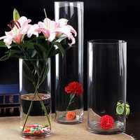 Vase en Verre Cylindrique Haut Transparent Style Nordique Simple, pour Fleurs de Table, Décoration de Maison, Mariages – Prix Usine en Gros