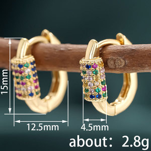 Pendientes de Oreja con Forma de Cilindro de Color Arcoíris para Mujer, Accesorios para el Día a Día - Product Image 6