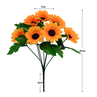 Tournesol artificiel de qualité supérieure sept têtes de décoration de jardin en soie fleurs tournesol artificiel