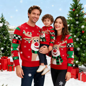 Pull de Noël tricoté OEM ODM pour toute la famille avec motif flocon de neige – Pull tendance hiver pour fêtes de fin d'année - Product Image 2