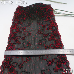 Passamaneria in pizzo ricamato a farfalla <span class=keywords><strong>con</strong></span> pois, 27 cm, in tulle morbido stampato, nylon spandex elasticizzato, ricamo nero, tessuto in pizzo per reggiseno - Product Image 2