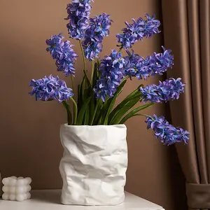 Ваза из мятой бумаги, ваза, низкотемпературный керамический цветочный горшок для украшения дома, сада, настольные белые вазы