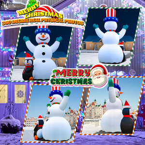 Muñeco de nieve inflable gigante de 26 pies, decoración navideña para exteriores, muñeco de nieve grande con pingüino para fiesta, Patio, jardín, césped, Navidad - Product Image 4