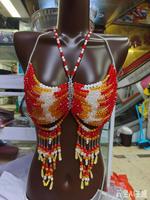 Chaîne de corps perlée faite à la main, soutien-gorge orné de perles, bijou de poitrine sexy en cristal pour femme, accessoire de plage, de festival ou de club pour l'été