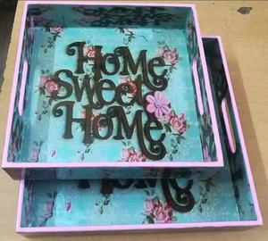 Plateau de service en bois laqué imprimé, le plus vendu en Inde, prix de gros, pour fêtes de Noël - Product Image 5