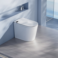 WC intelligent monobloc allongé en céramique avec pompe intégrée, siège chauffant, double chasse, bouclier anti-éclaboussures, télécommande, automatique, S-Trap/P-Trap