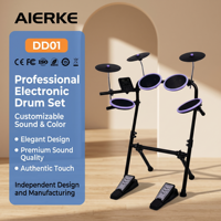 AIERKE DD01 Instruments de percussion professionnels, batterie électronique acoustique légère en érable pour débutants et enfants