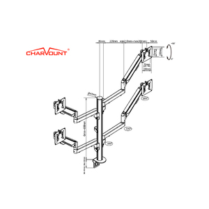 Nuevo Soporte de Escritorio Cuádruple de Acero con Resorte de Gas para Monitor de Computadora LCD Ergonómico, Giratorio 180°, 100x100mm - Product Image 5