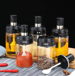 Garrafa de vidro garrafa de molho de tempero de pimenta chili <span class=keywords><strong>jar</strong></span> armazenamento de alimentos Sal galheteiro CHURRASCO aroma de mel de abelha 250 ml escova de silicone vara colher - Product Image 2
