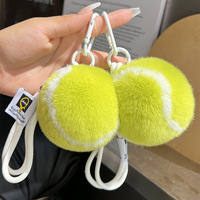 Vente en gros de sac de balle en fourrure de lapin Tennis Rex mignon pendentif porte-clés léger voiture téléphone portable couple poupée cadeau pour jeux de sport