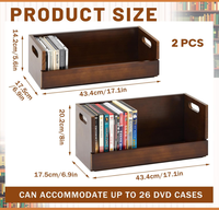 Boîte de rangement en bois pour cassettes audio, support de présentation, organisateur, étagère avec poignée de transport pour ranger jusqu'à 36 CD et 26 DVD