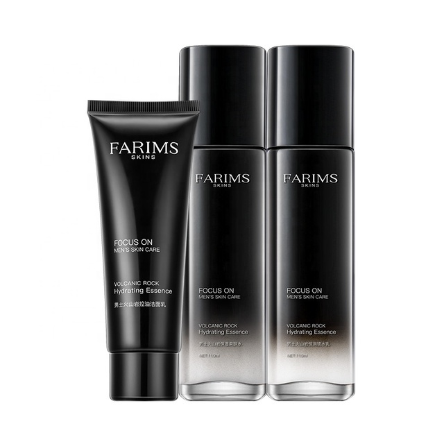 New Design Men's Volcanic Mud Extract Facial Skin Care Set with Witch Hazel & Shea Butter Moisturizing & Whitening