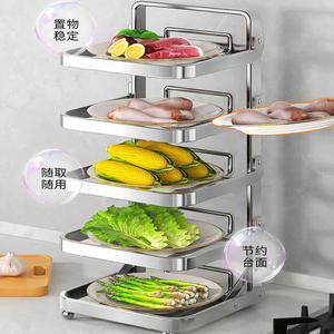 Étagère de cuisine pliable en acier inoxydable à 5 niveaux, organisateur de rangement mural multi-couches pour aliments, étagère de préparation pour comptoir - Product Image 5
