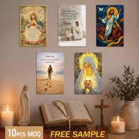 Vente en gros de décorations métalliques religieuses catholiques, plaques en métal vintage personnalisables Jésus Bible pour la maison, l'église, les peintures et les arts muraux