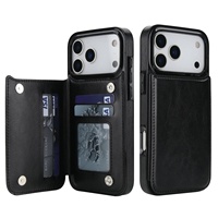 Étui portefeuille pour iPhone 17/Air/17 Pro/17 Pro Max avec porte-cartes, étui en similicuir PU avec support et fentes pour cartes, double fermoir magnétique