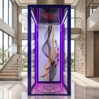 Nouvelle cabine d'ascenseur panoramique moderne en verre et métal, panneau de plafond, villa résidentielle, cabine d'ascenseur de luxe
