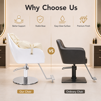 Fauteuil de Barbier XFMC Haut de Gamme pour Femme, Chaise de Salon de Coiffure en Fibre de Verre Blanche avec Revêtement en Cuir PU pour Poste de Beauté