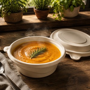 Conteneur alimentaire jetable en amidon de maïs respectueux de l'environnement avec couvercle, boîte à repas compostable pour la restauration, vente en gros - Product Image 3