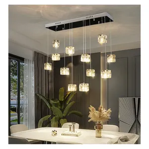 Lustre de cristal moderno com iluminação nórdica, lâmpada pendente para teto e loft, lustre para sala de jantar